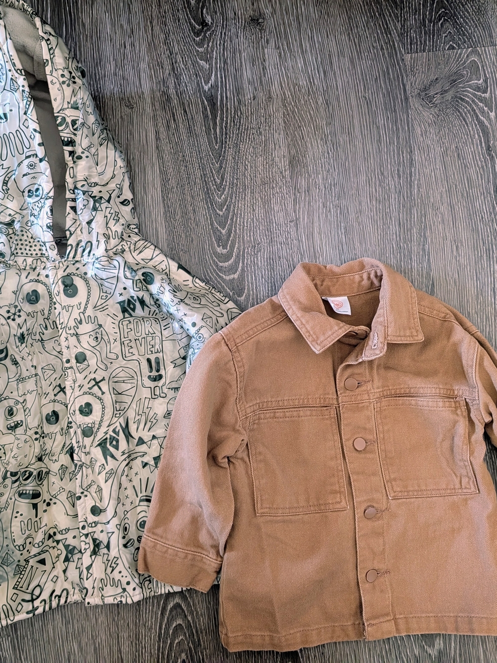 Rad Graphic Rain Coat And Brown Chore coat BUNDLE!